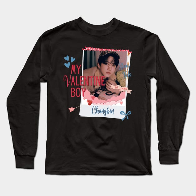 Changbin My Valentine Boy Stray Kids Long Sleeve T-Shirt by wennstore